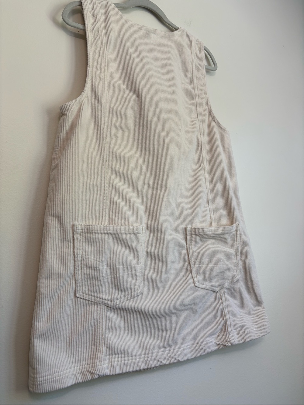 American Eagle Cream Corduroy Pinafore Dress Sz L Casual Cottagecore - Picture 5 of 9